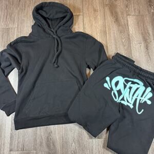 Syna World Men's Graphic Print Tracksuit Black/Tiffany Blue Size S